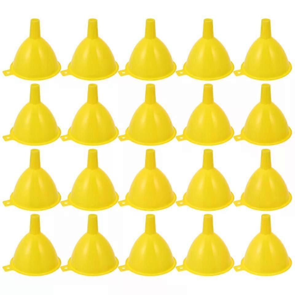 Mini Funnel, 20PCS 6.5CM Yellow for Lab Science Filling Bottles