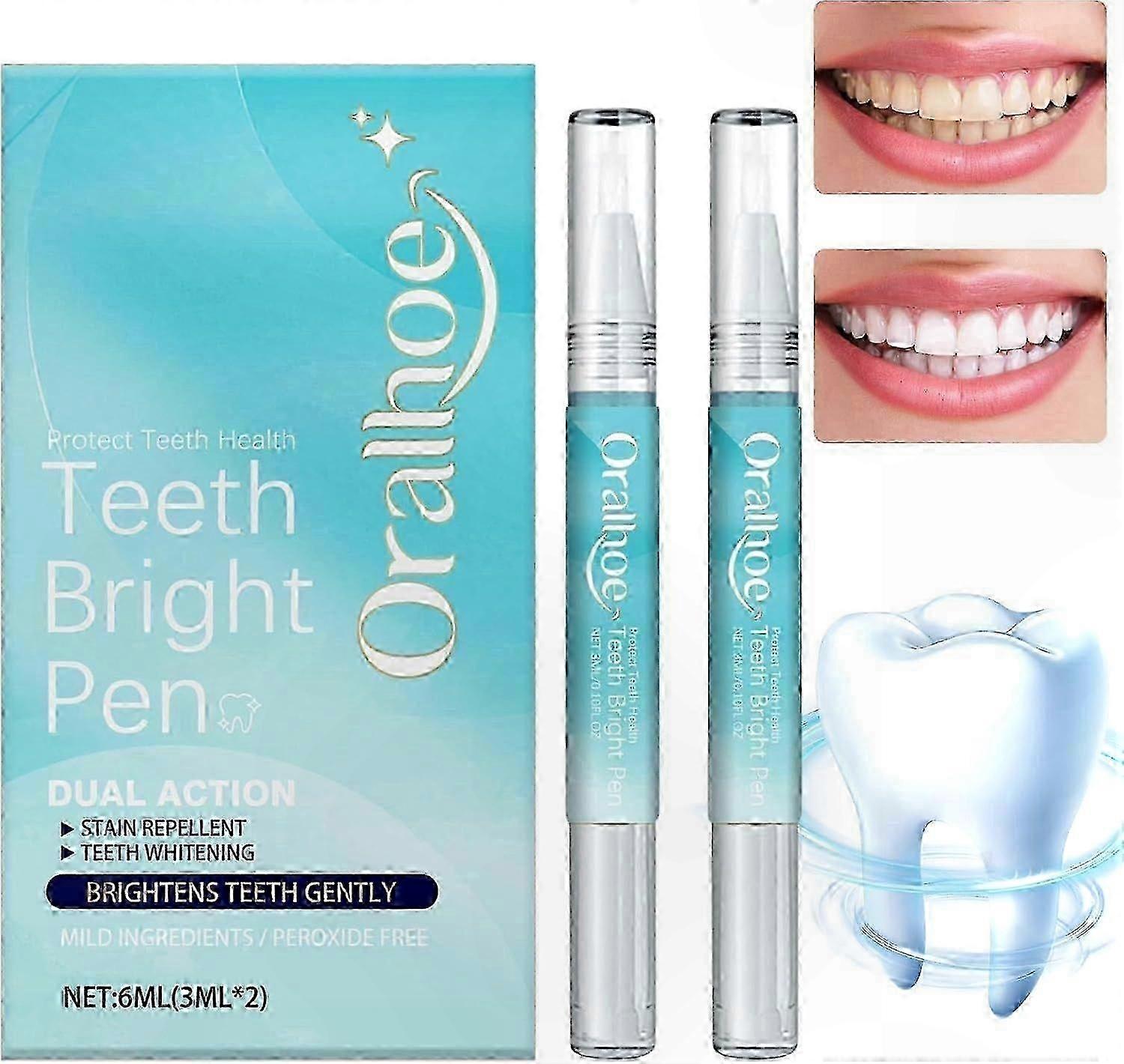 Quick-Acting Whitening Pens for Stain Removal and Smile Brightening, Gentle Bleaching Formula for Painless Use