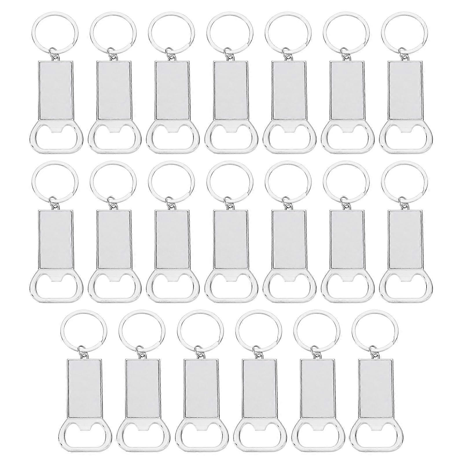 Sublimation Metal Bottle Opener Keychain 20Pack, Blank Transfer Sublimation Key Rings, 3.6 x 10 cm, DIY Sublimation