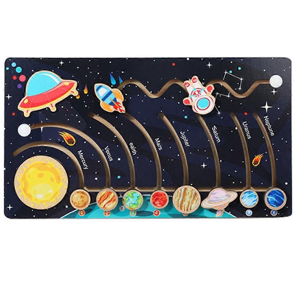Solar System Toys Movable Solar System Puzzle Wooden Space Toy 1Set