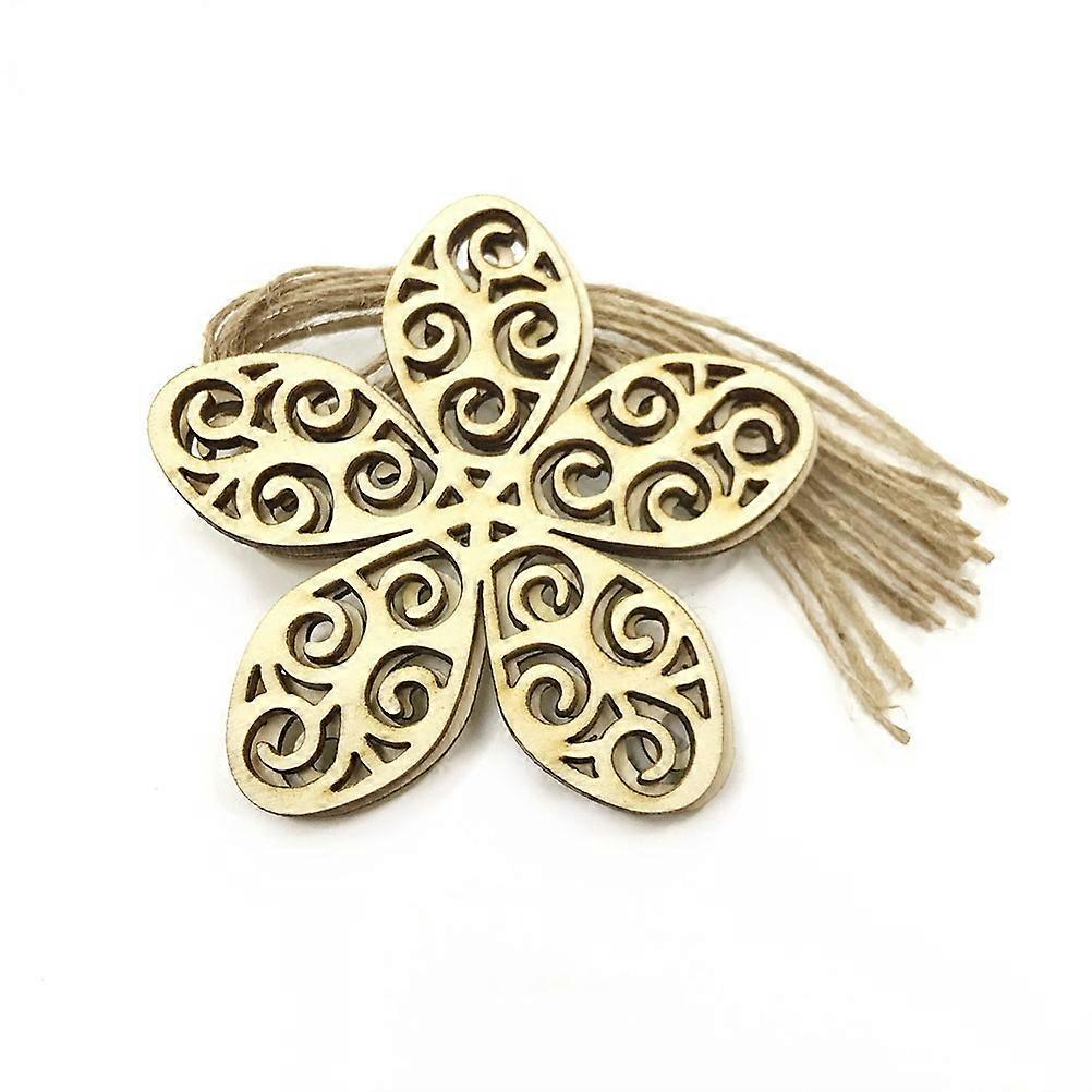 Wooden DIY Crafts Flower Shape for DIY Use 10Pcs Hollow Wooden Chips