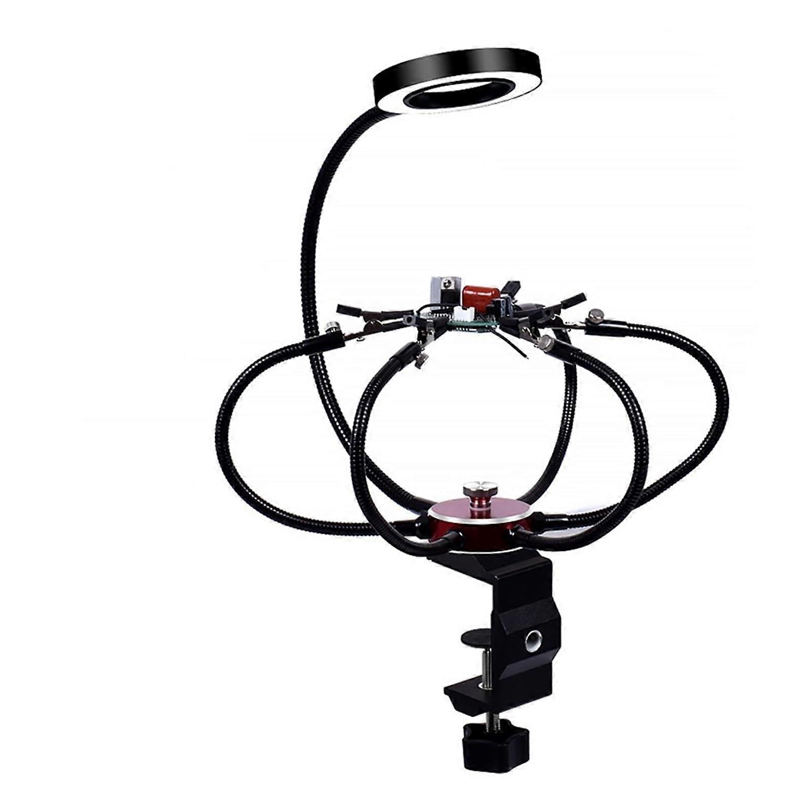 Third Hand Rotatable Soldering Station With ClipType Magnifier Lamp, Universal Soldering Fixture For PCB Maintenance
