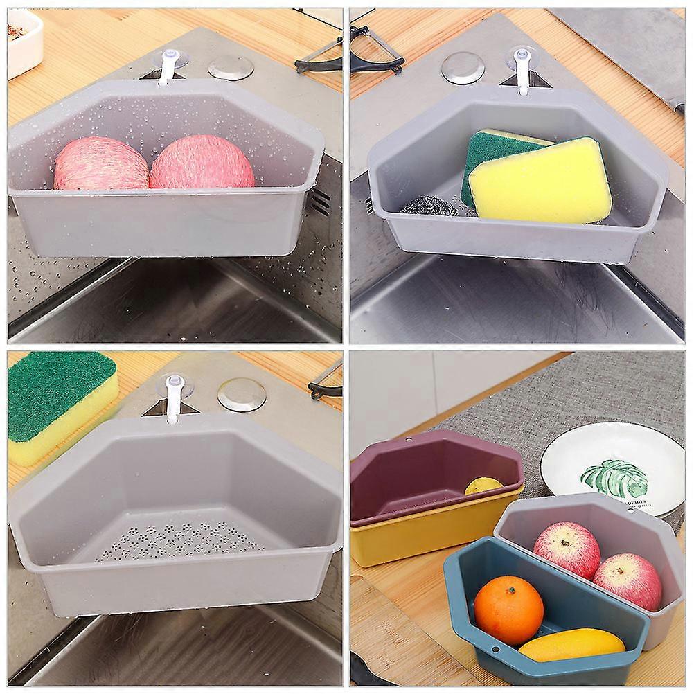 Plastic Water Drain Basket for Kitchen Storage Rack Triangle Shape 3Pcs