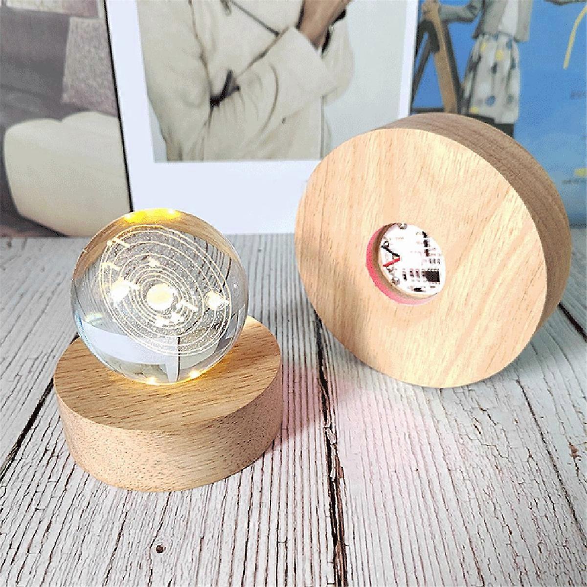 Led Wood Display Stand for 3D Crystal Glass Resin Art Light M B