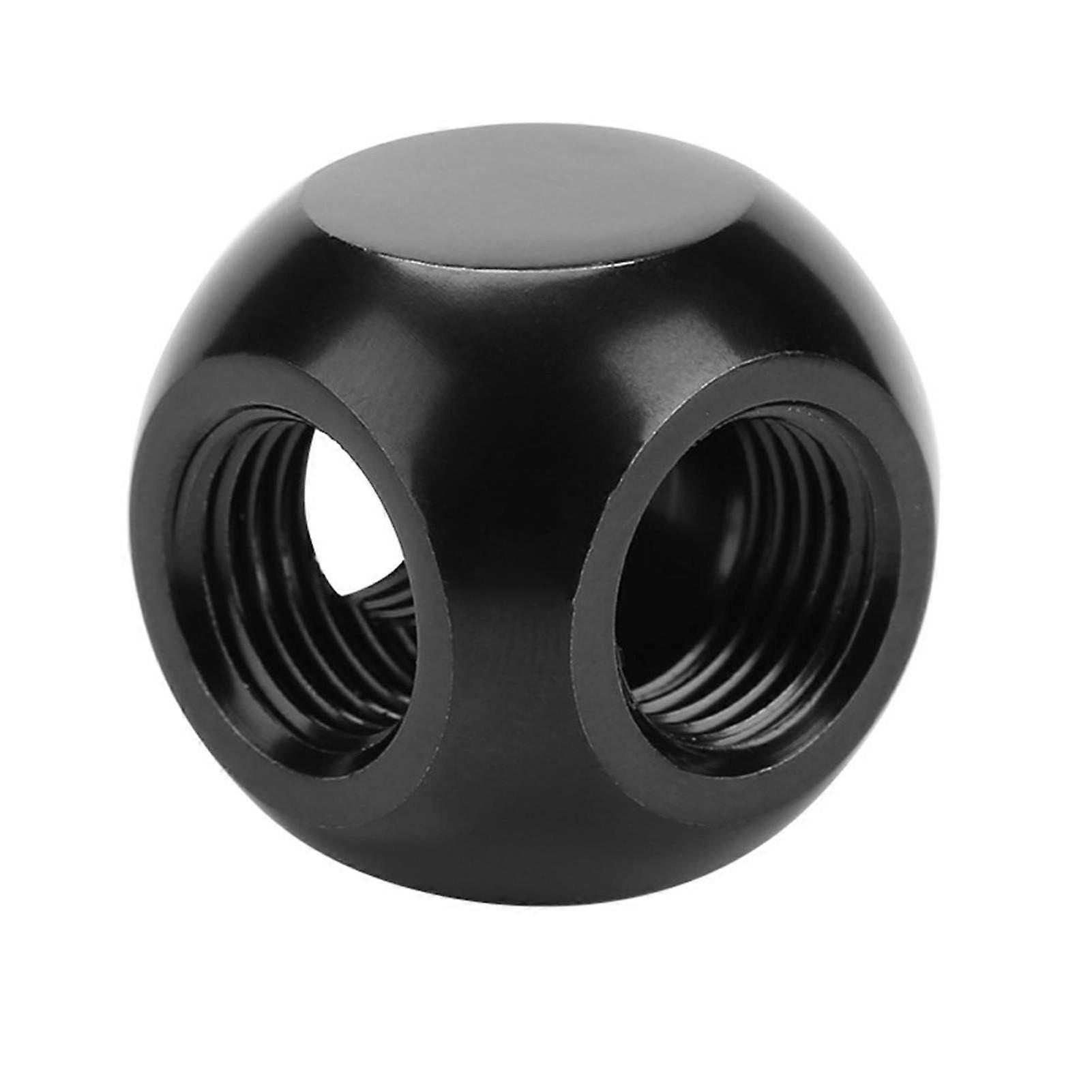 Computer Water Cooling Fitting Spherical Connector G1/4 Threaded 3 Way Brass Adapter (Black)
