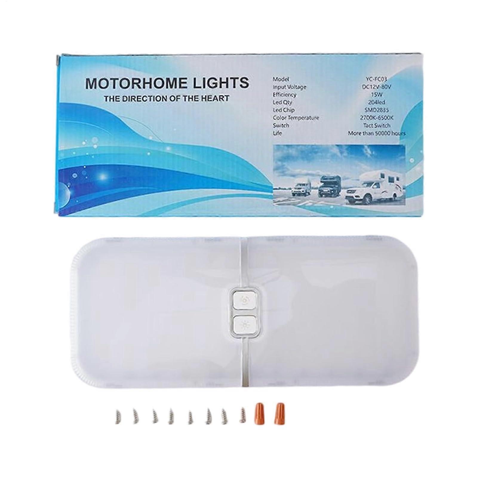 RV Interior Lighting - Adjustable Brightness Ceiling Mount Lamp, 12-30V, Triple Color Temperature for Reading and Camping