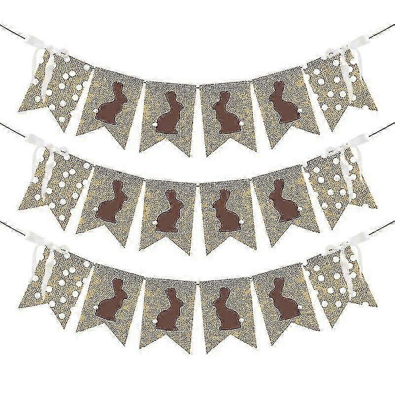 Easter Party Decoration Pull Flower White Bow Rabbit Burlap Dovetail Pull Flag