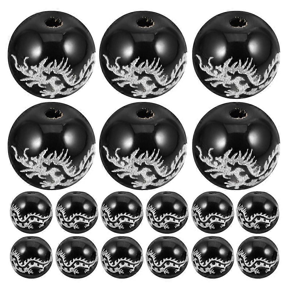 Carved Dragon Beads Agate Beads for Bracelets DIY 144Pcs