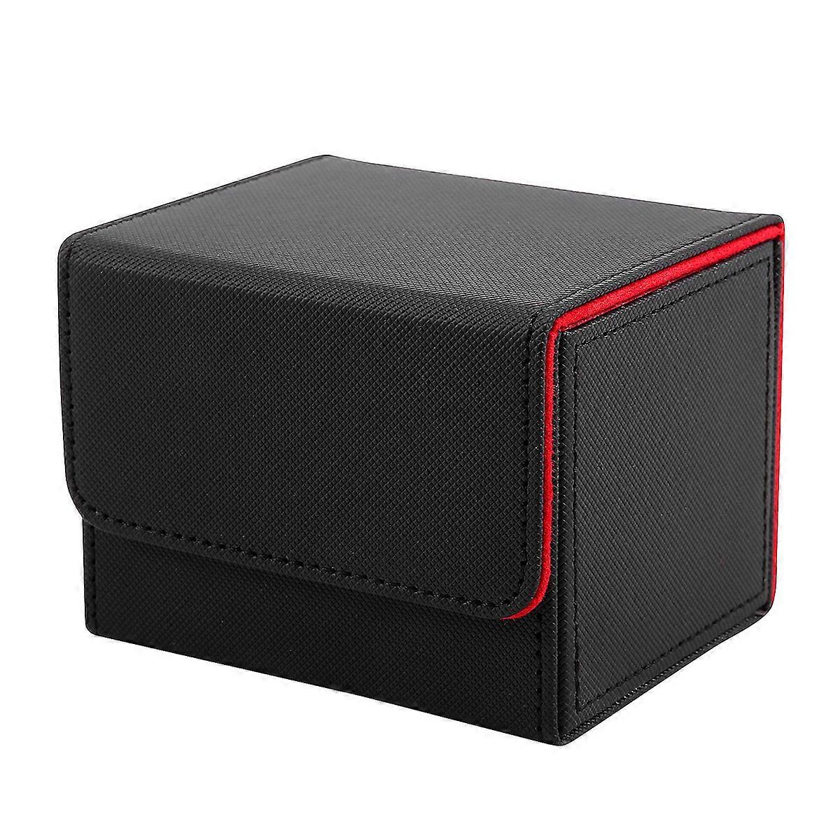 Side-Loading Card Box for Yugioh Card Holder 100+,Black Red