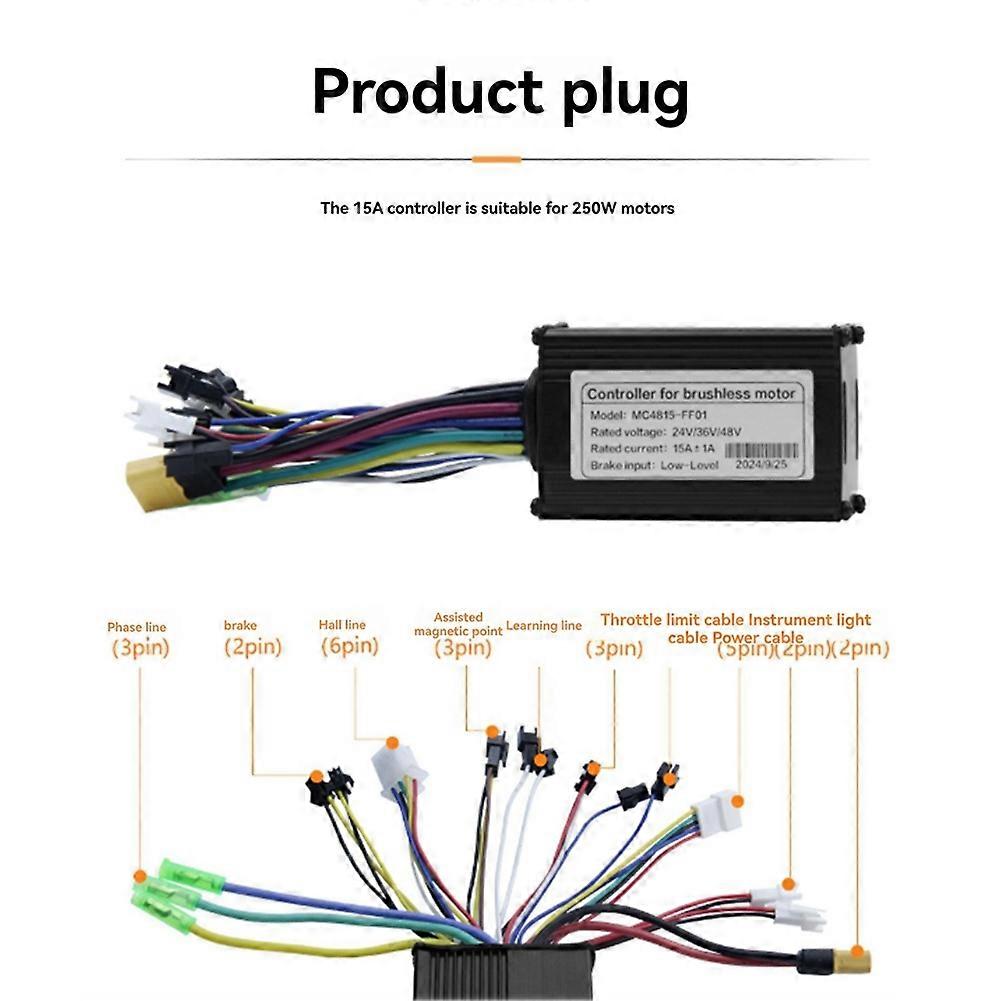 36V 48V 15A Brushless Controller T5S Meter LCD Display+130X Throttle Kit for Electric Scooter E-Bike Repair Kit
