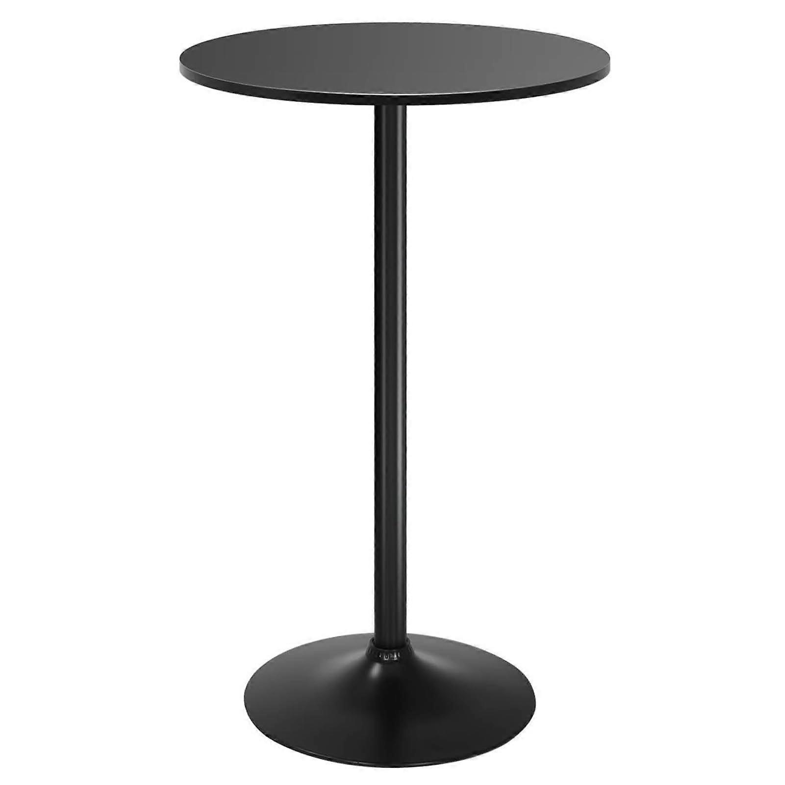 Bistro Pub Table Round Bar Height Cocktail Table With Metal Base MDF 23.6 Inch Diameter Black 41.3 Inch Height