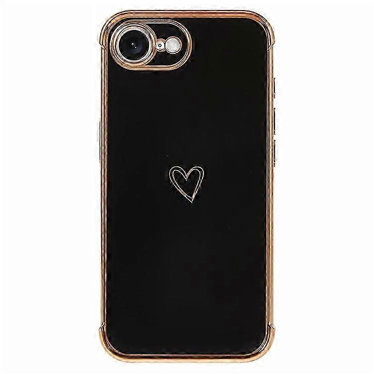 Compatible For iPhone 16e Case Love Heart Pattern TPU Phone Cover Electroplating Edge