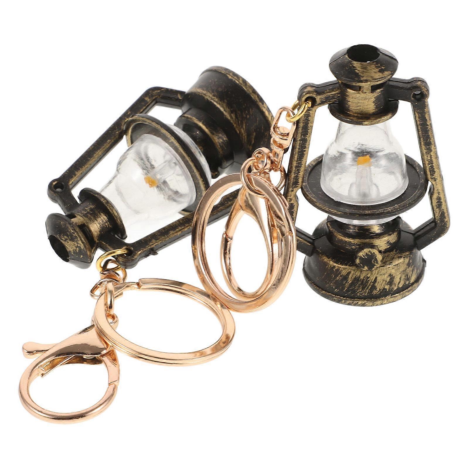 Kerosene Lamp Keychain 2Pcs Decorative Hanging Ornament For Bags And Mobile Phones In Grey Color With Novel Design