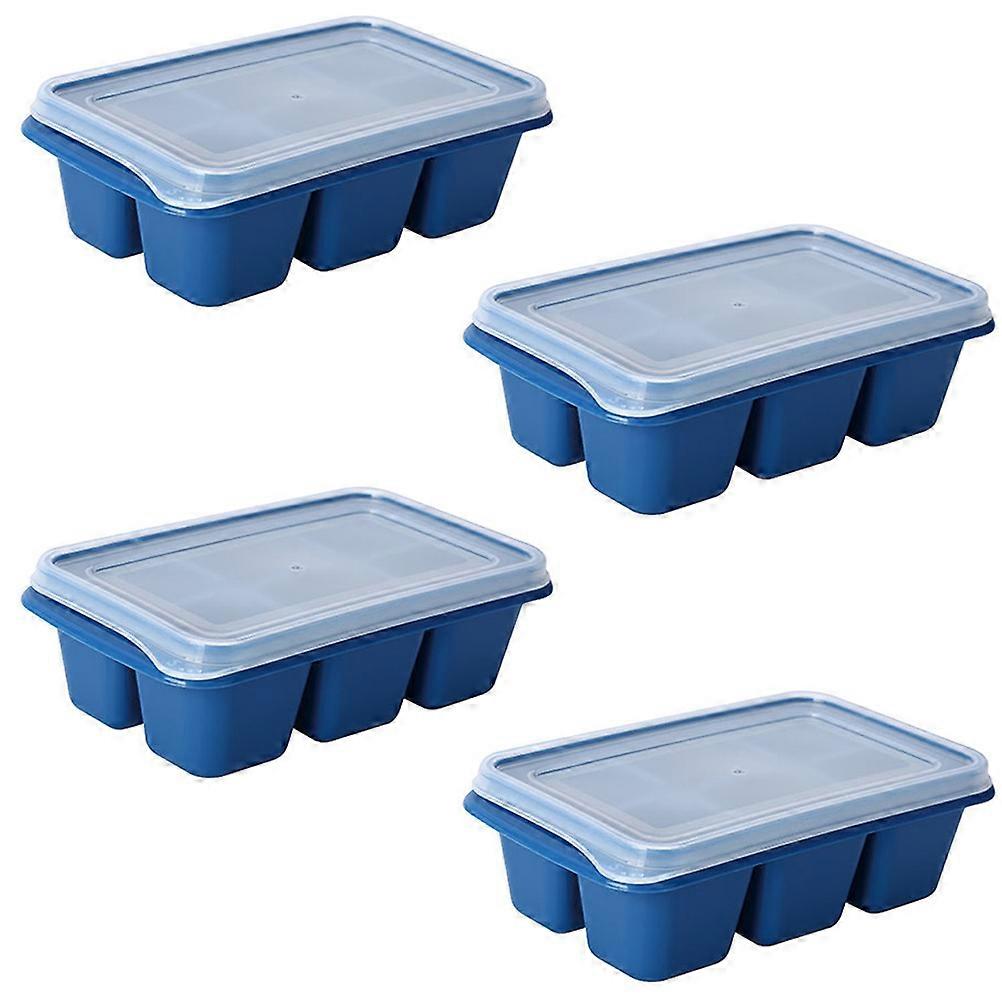 Ice Cube Tray For Freezer 4Pcs Plastic Ice Mold Portable Kitchen Tool Protect Ice From Dirt With Lid 12.5X7.2X3.8CM