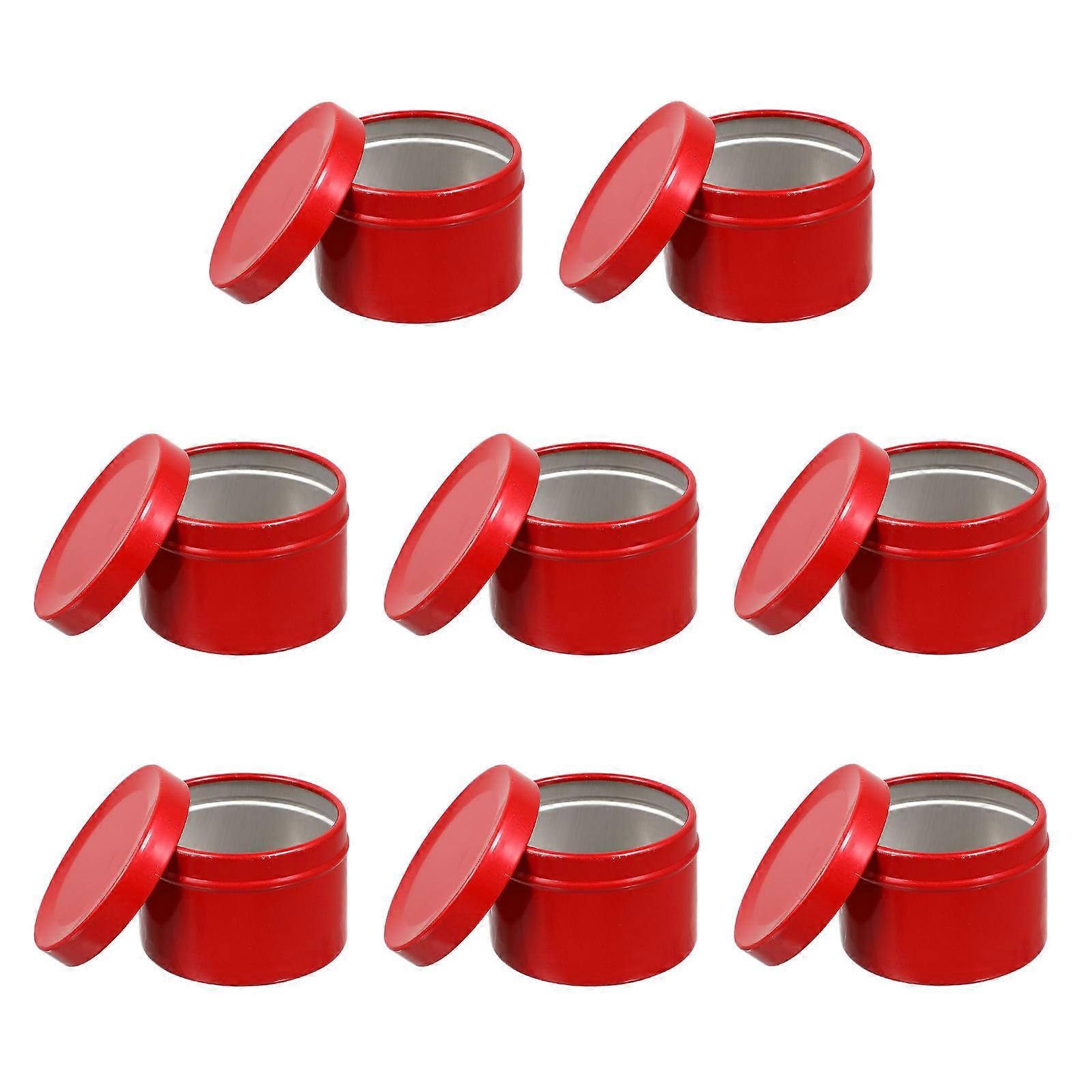 Aluminum Round Storage Set 8Pcs Simple Design Containers For Kitchen Organization Red Waterproof And Airtight