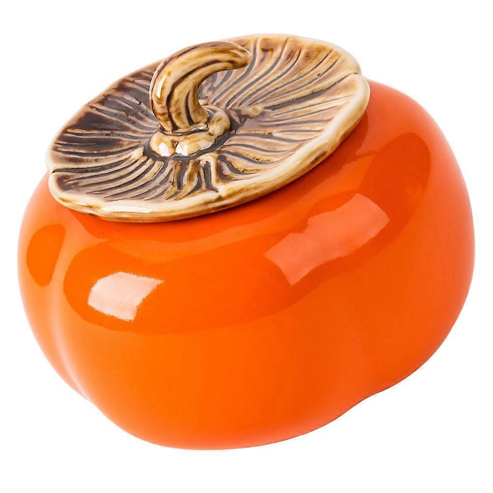 Decorative Tea Canister for Storage 2Pcs Ceramic Orange Persimmon Jar