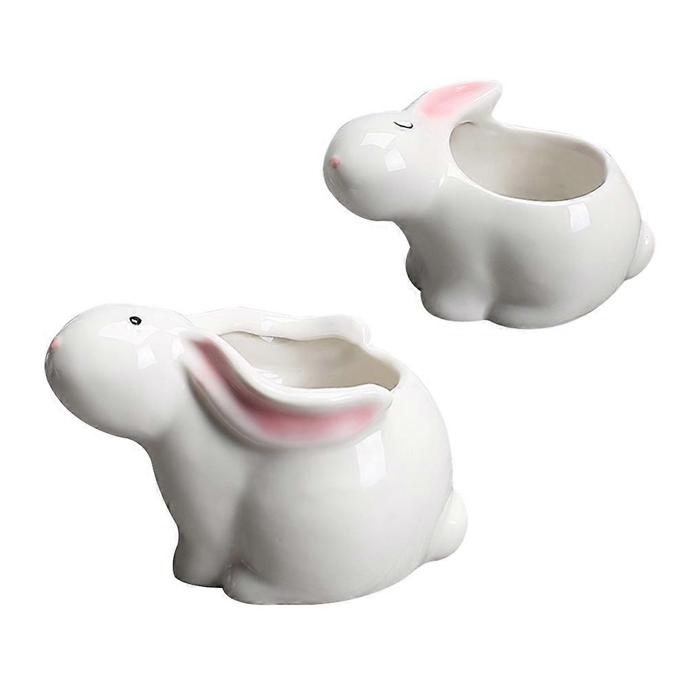 Succulent Basin Ceramic Bunny Shape Design for 6Pcs Indoor Plants