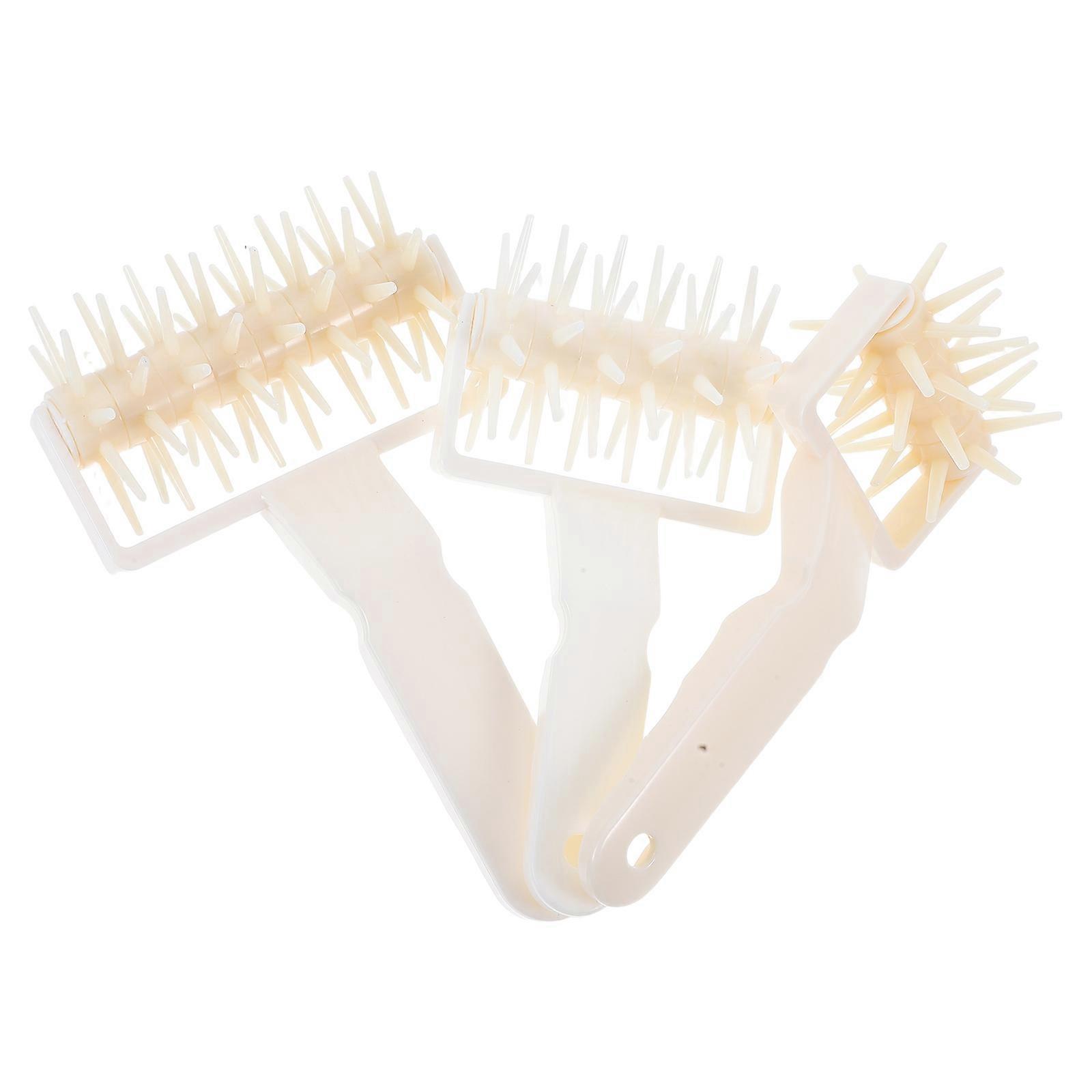 White Pastry Dough Roller Tool with Spikes for Baking 6Pcs Plastic Set