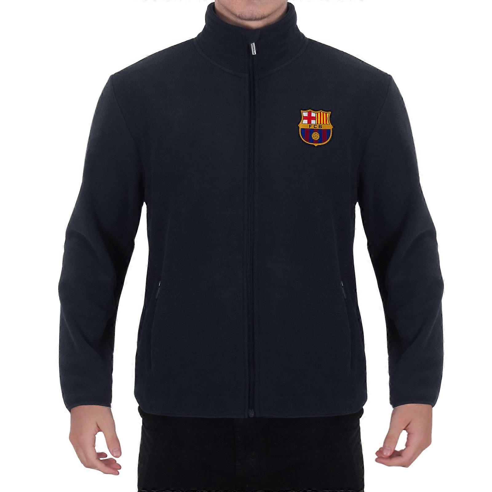 FC Barcelona Men's Full Zip Fleece Jacket – Official Football Gift for Adults