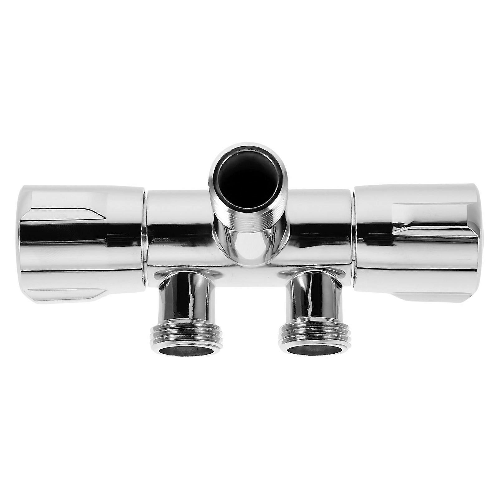 5Pcs Minimalist Design Double Valve Angle Valve For Bathroom Shower And Toilet Use In Polished Silver Finish With Temperature Control Features