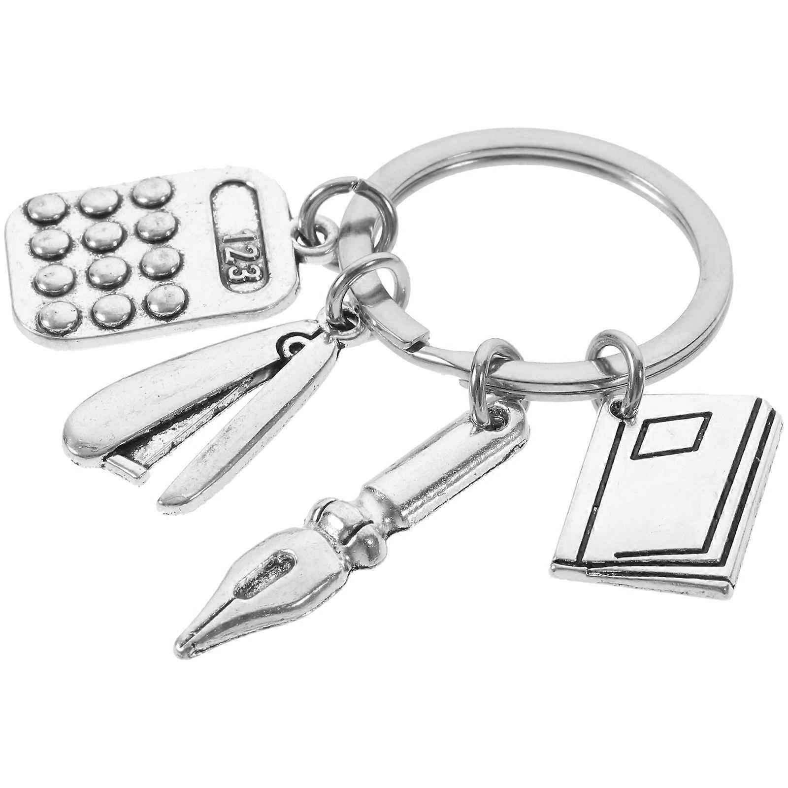 Silver Keychain Set 5Pcs Small Calculator Back to School for Decoration
