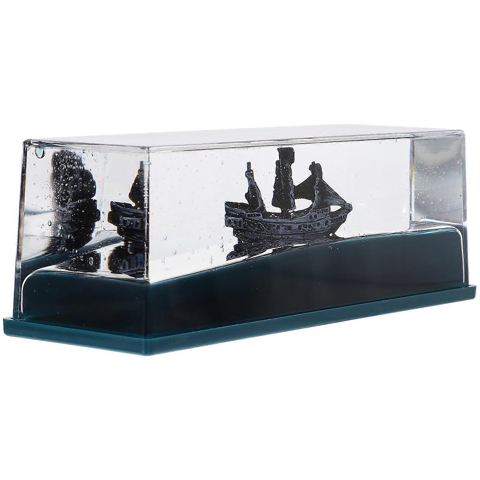 3Pcs Fluid Drift Bottle Nautical Theme Indoor Decoration Gift for Lovers Black Rectangular