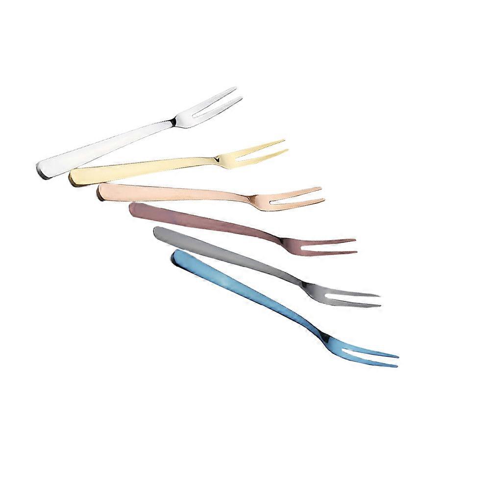 Fruit Fork Stainless Steel for Eating 6Pcs Assorted Color Forks