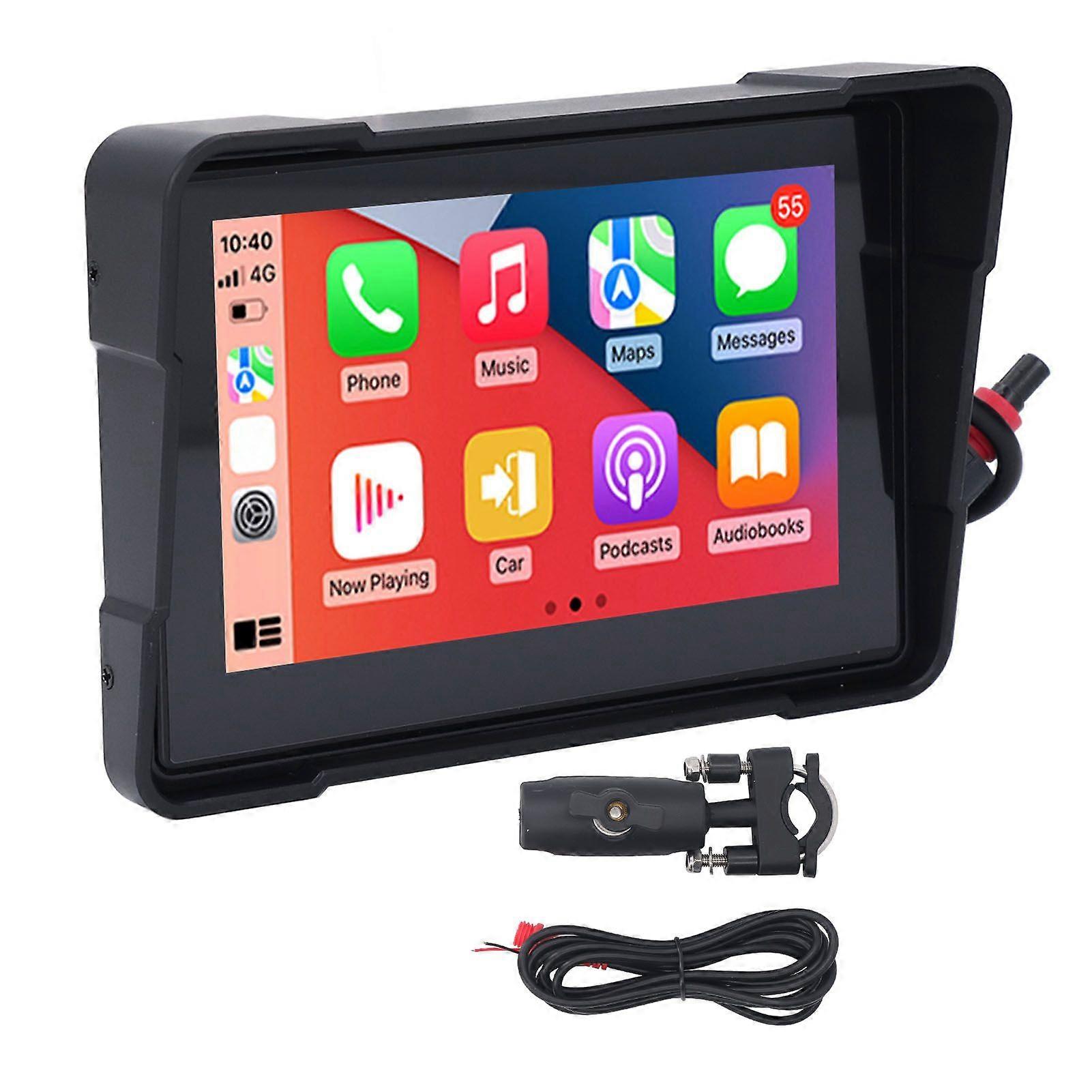 Motorcycle Screen for Carplay Wireless for Android Auto 5in IPS Touch Screen Water Resistant Portable GPS Navigation with Dual Bluetooth Voice Control