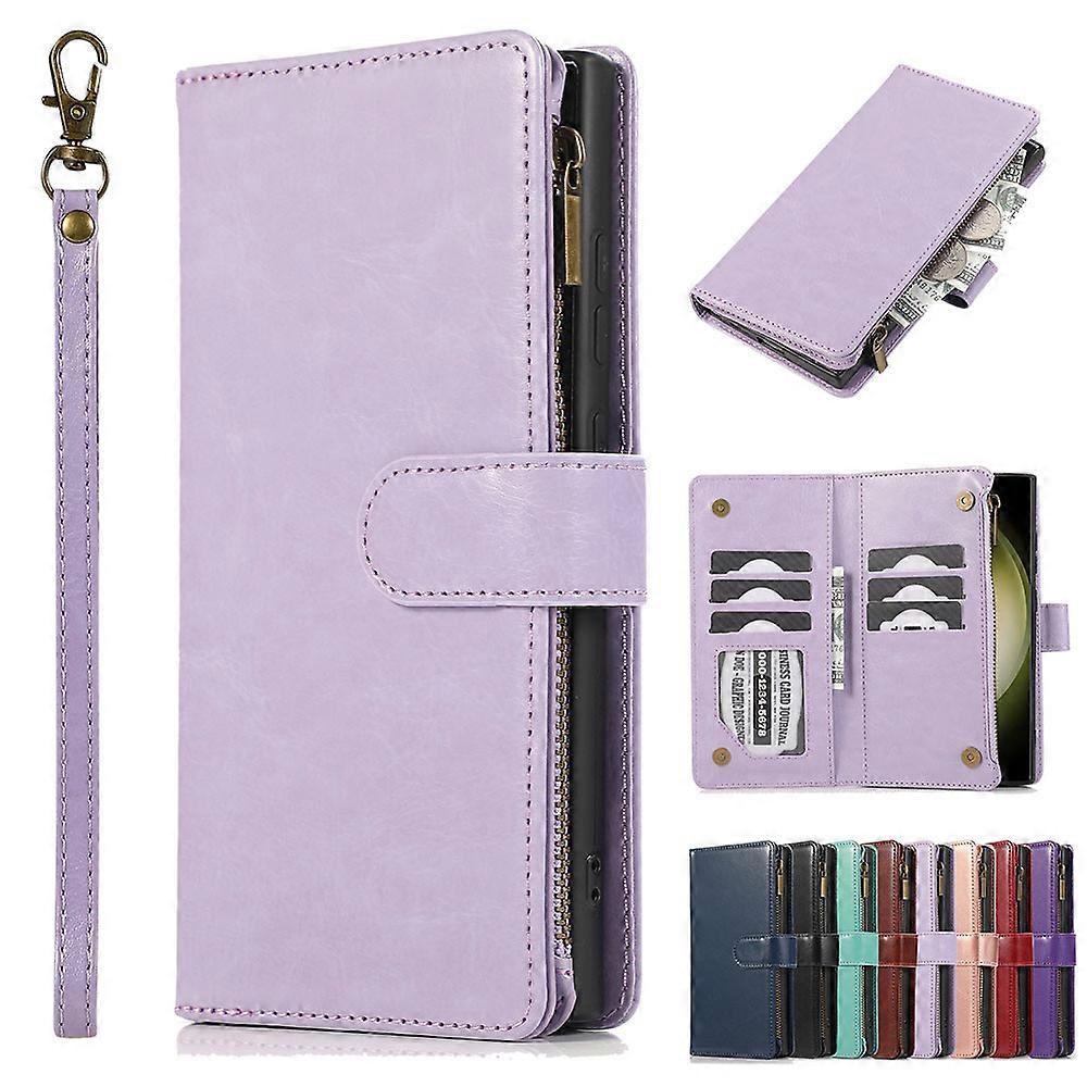 Zipper Wallet Leather Case for iPhone 16e 16 15 14 13 12 11 Pro XS Max XR X 8 7 Plus SE Luxury Flip Card Slot Stand Phone Cover