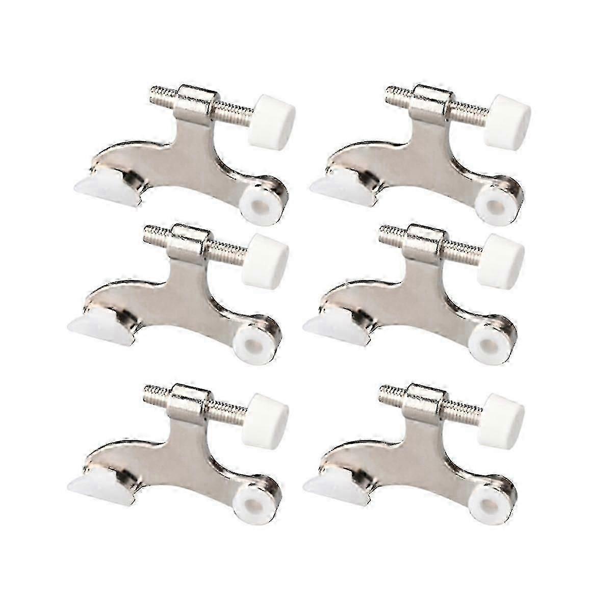 6Pcs Hinge Pin Nickel Color Door Stopper Adjustable Heavy Duty Hinge with Rubber Bumper To Reduce D