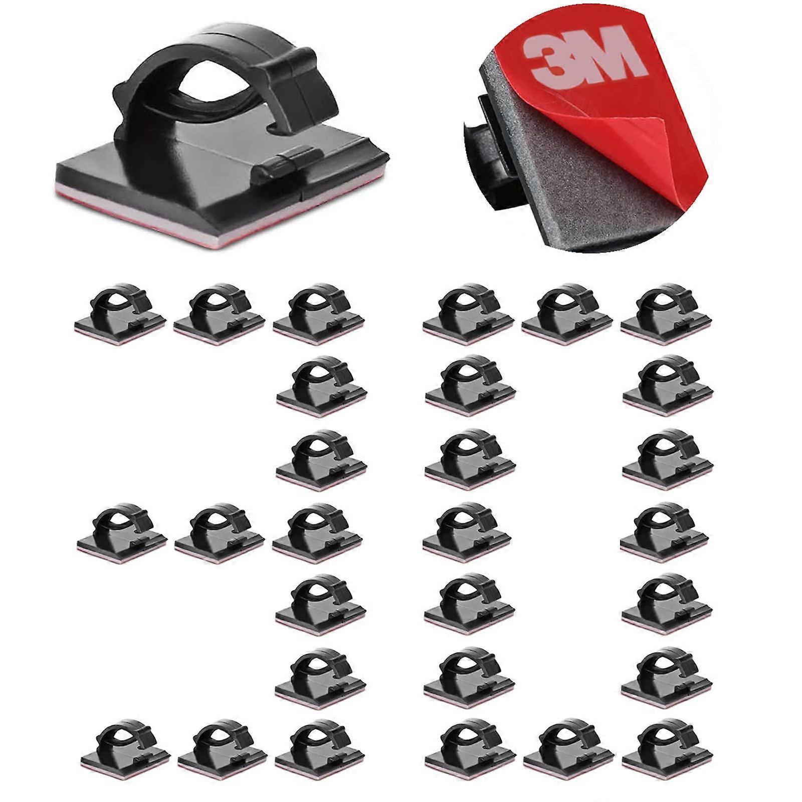 Cable Clips Self Adhesive Cord Organizer Wire Holder For Desk Car Dash Cam Tables Wall Black 30 Pack