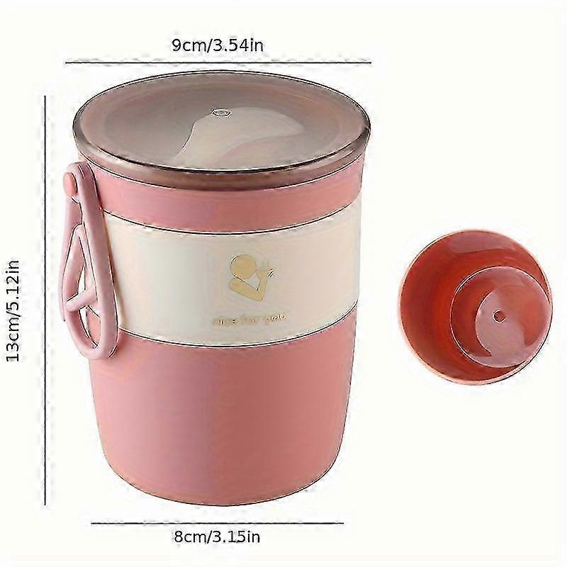 25-26 1pc Leak-Proof Insulated Lunch Box with Spoon Lid Rust Resistant Pp Material Microwave Safe Breakfast Cup