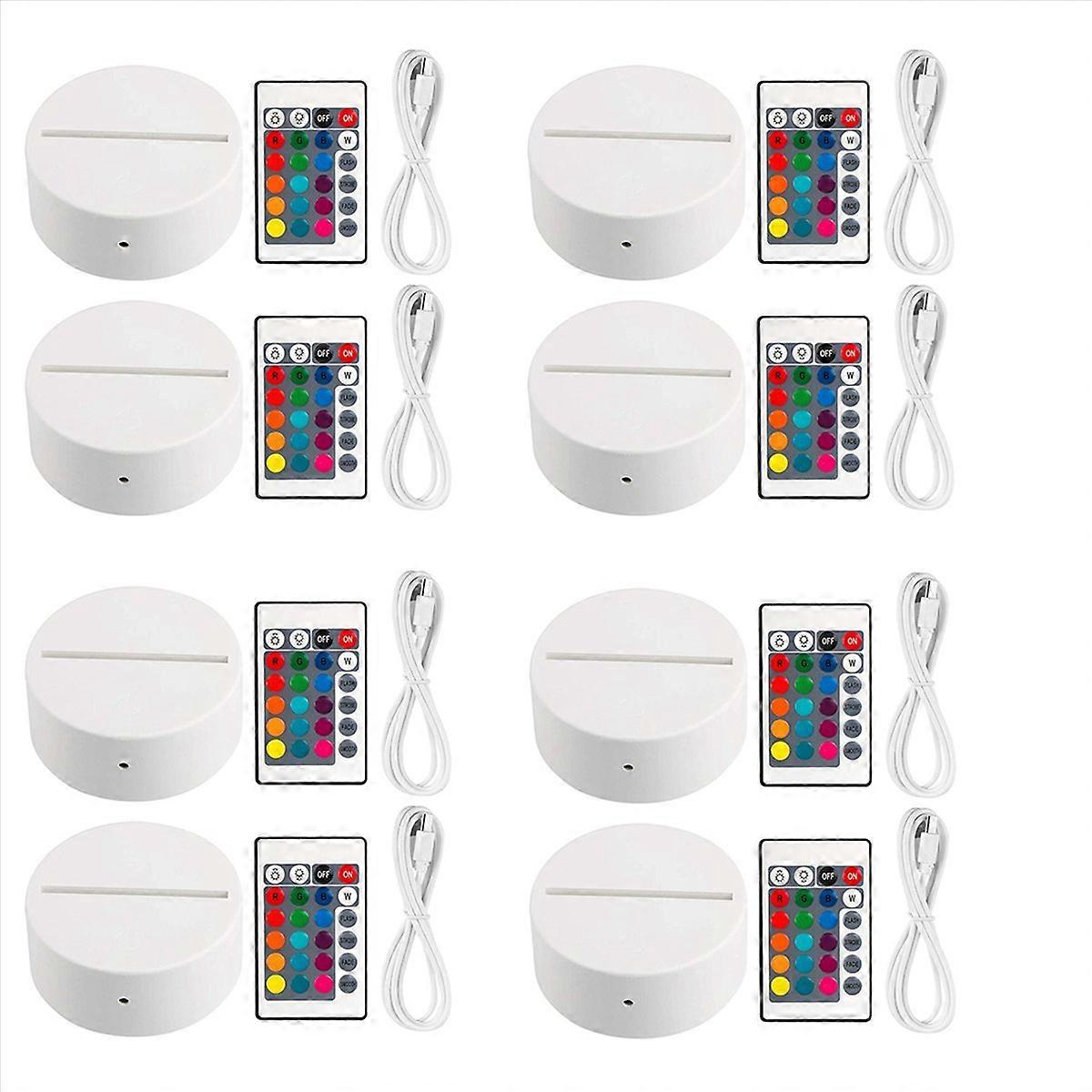 2 Pack 3D LED Light Lamp Base + Remote Control + USB Cable, White