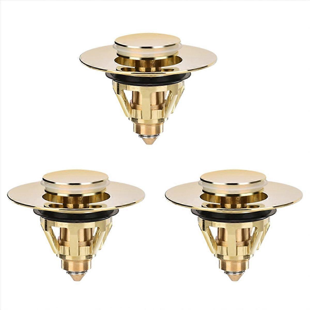 Drain Fitting Washbasin, Universal -Up Valve Plug, Sink (Gold)