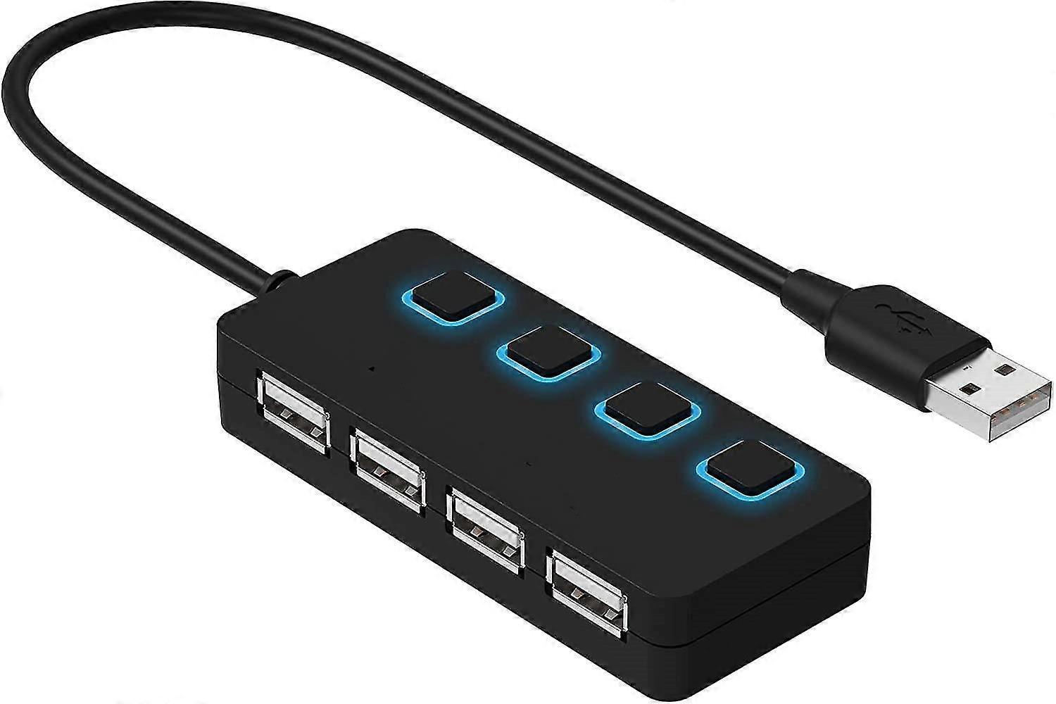 4-port Usb 2.0 Data Hub With Individual Led Lit Power Switches [charging Not Supported] For Mac & Pc (hb-umls)