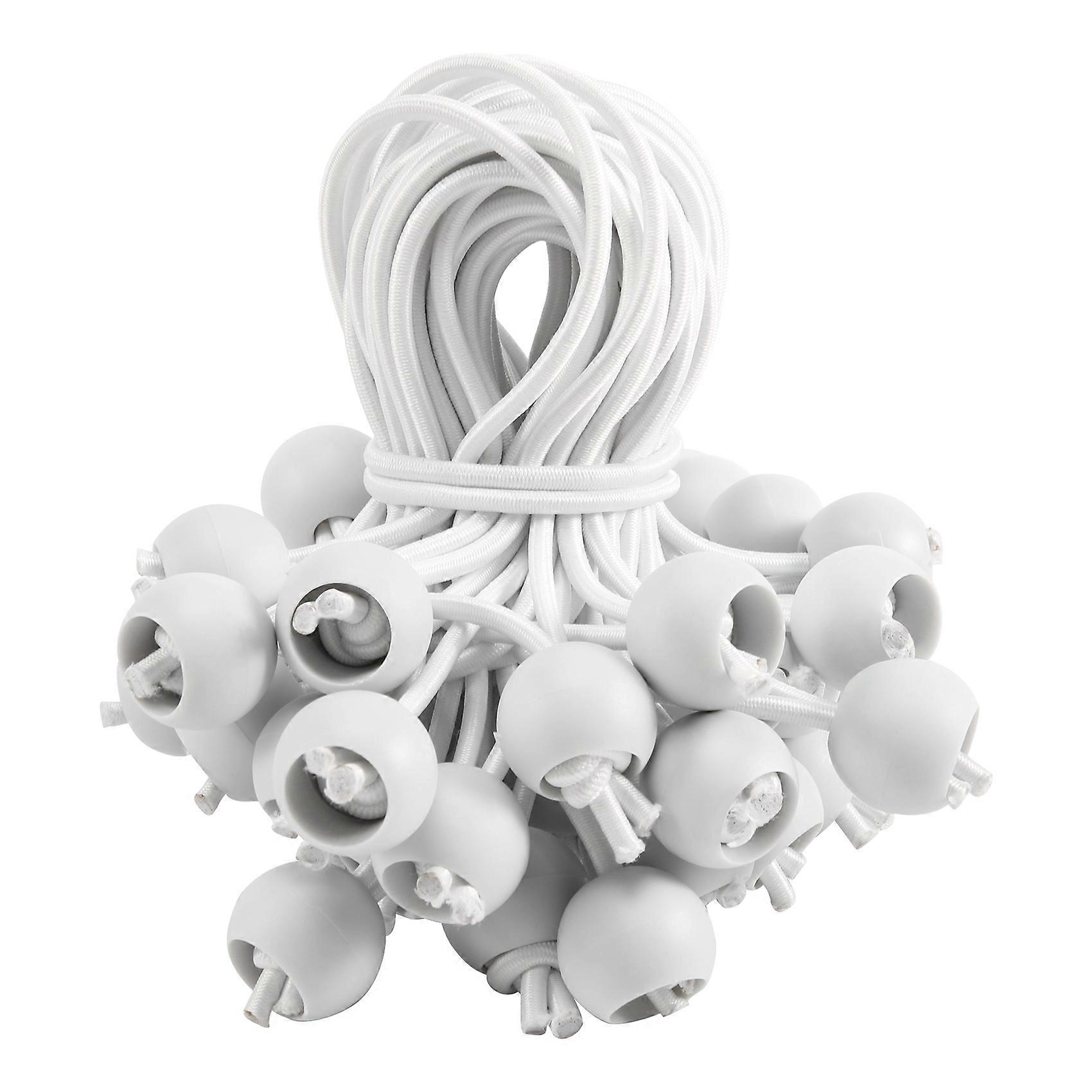 50 Pcs Bungee Cord with Balls Elastic Ties Bungee Toggles Ties(White)