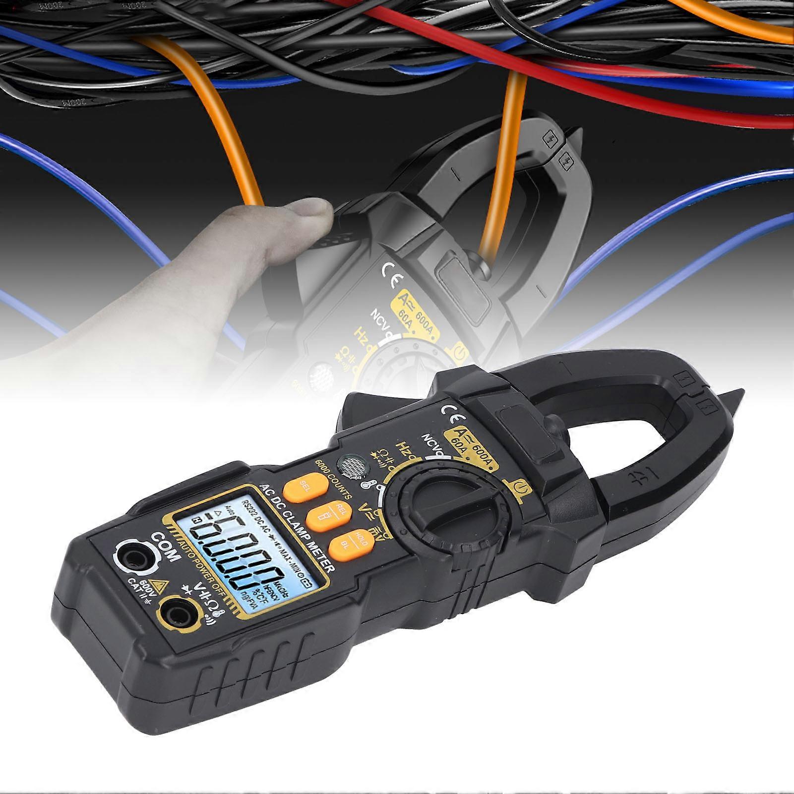 Digital Clamp Meter Multimeter 6000 Count LCD AC DC Volt Amp Diode Temp Hz Ohms Capacitance Tester Electrican Tool PN108 