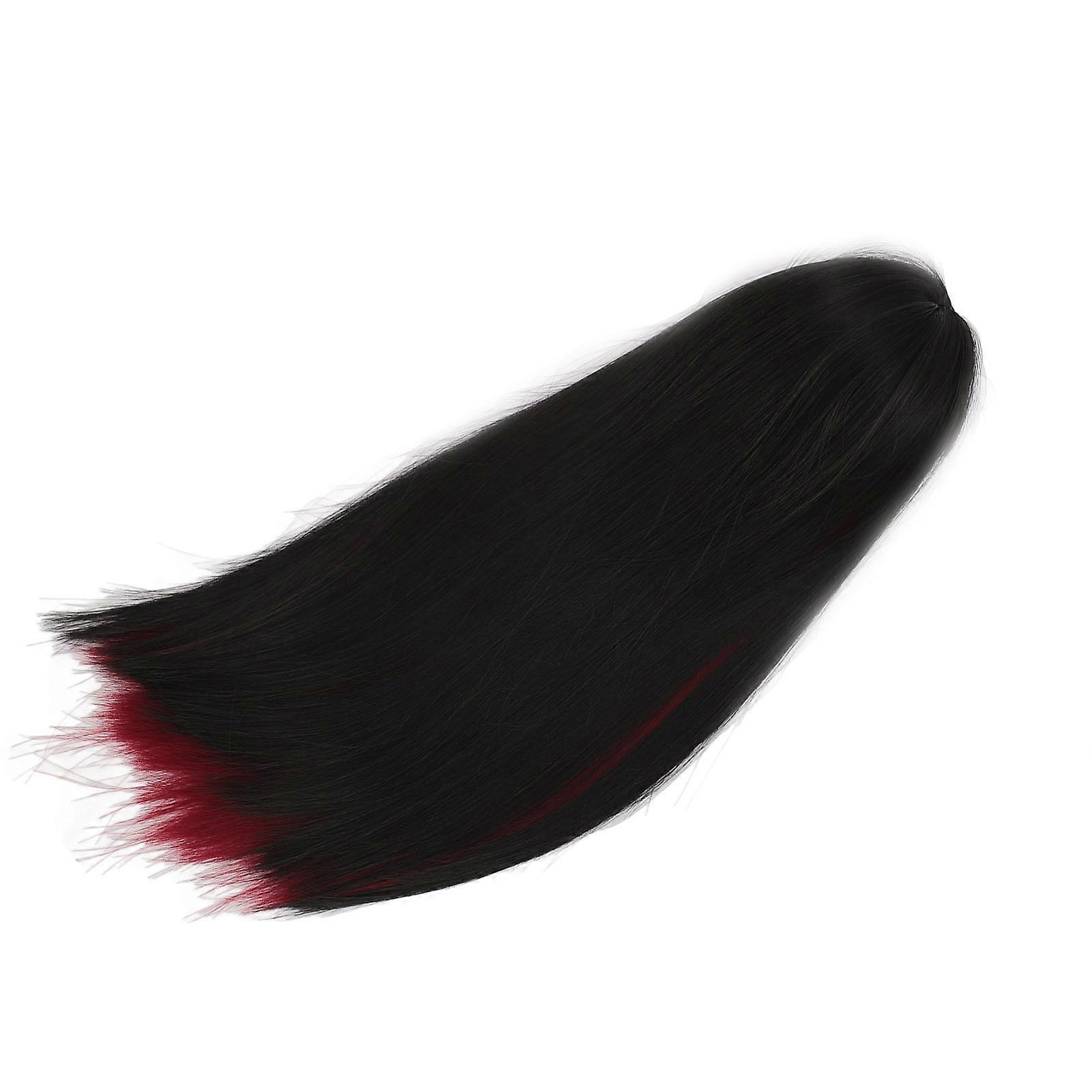 Doll Long Straight Wigs Dual Color Simulation Soft High Temperature Fiber 1/4 Ball Joint Doll Wigs with Bangs Black Wine Red 