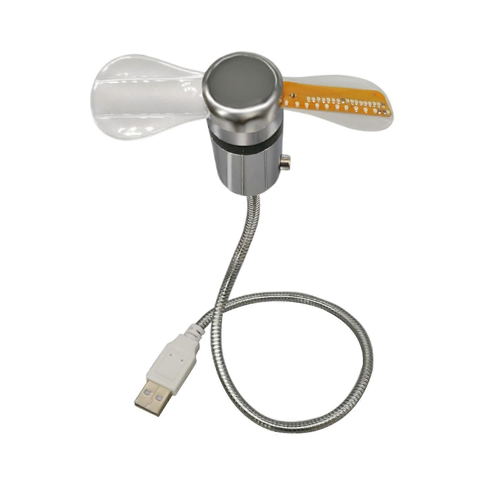 Gooseneck Fan LED Clock Display Desk Fan With Temperature, Flexible USB Cooling Fan For Notebook Office