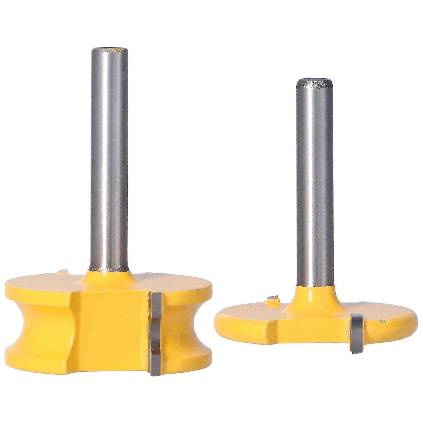 2Pcs Router Bit Set 1/4in Shank Silver Yellow Bead Joint Routers Bits for Woodworking