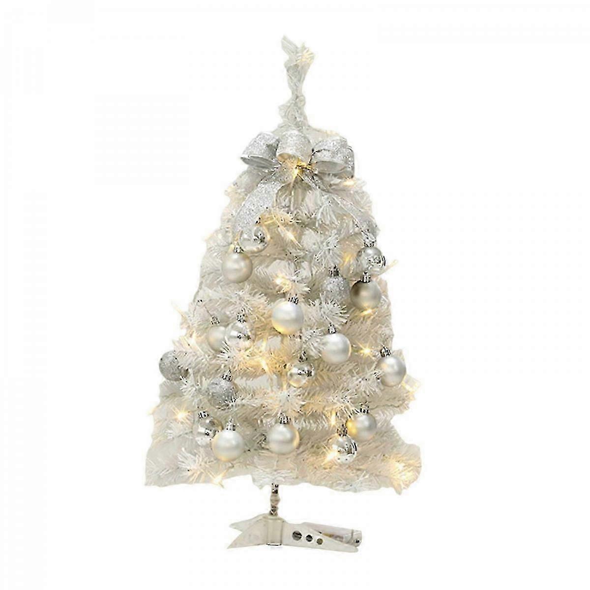 LED Lighted Tabletop Artificial Christmas Tree with Bow for Holiday Home Bar