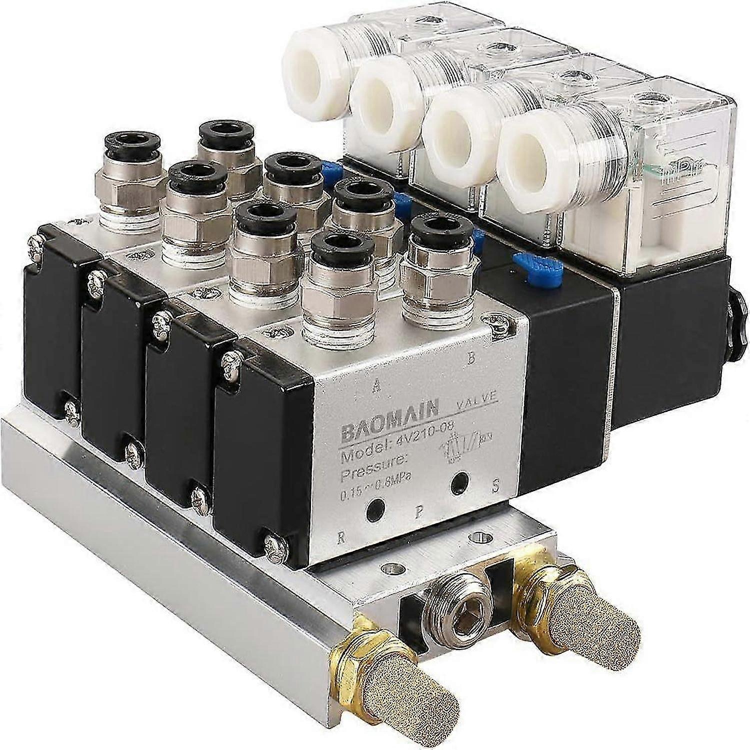 4 Integrated Solenoid Valve 4V210-08 DC 24V Single Head 2 Position 5 Way with