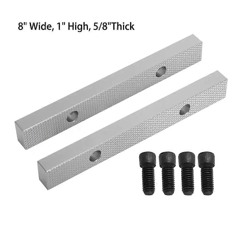 2Pcs Aluminium Vise Jaws Vice Jaws Pads Covers with Four Screws Replacement 2908100 8 W 1 H 5/8T