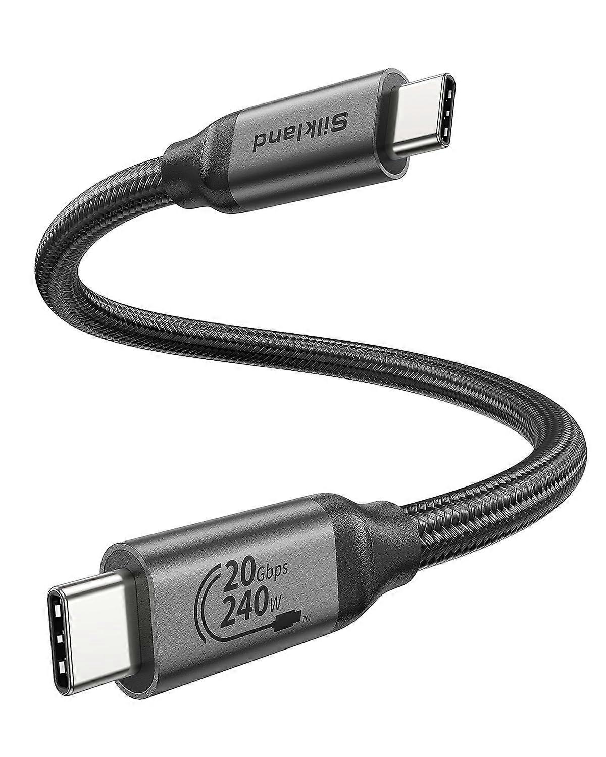 USB C Data Cable 20Gbps, Short 1FT USB3.2 Gen 2x2 High Speed Data Transfer, [5K/4K 60Hz] Monitor Cable, 240W PD Fast Charging, Type C Data Compatible