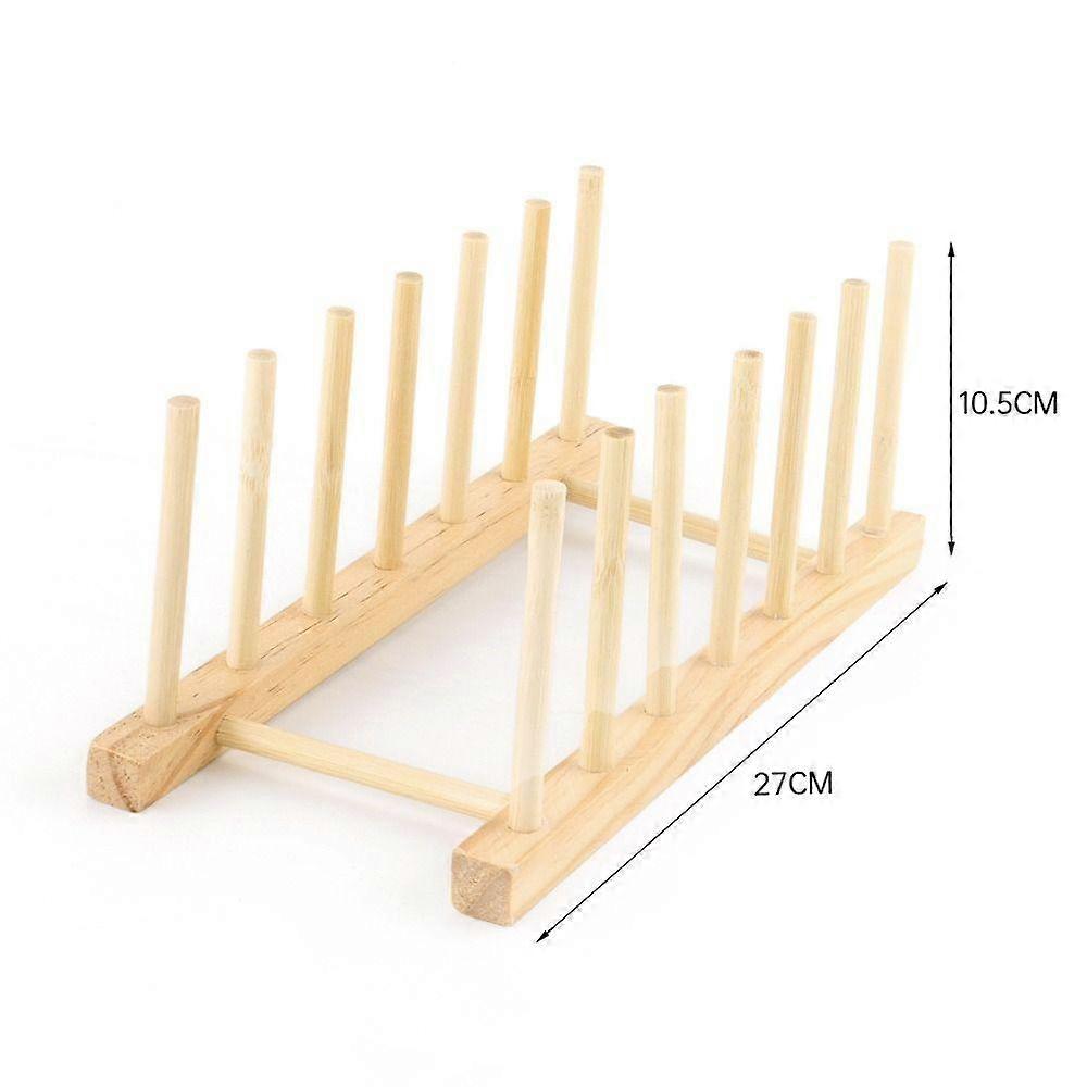 Table Tray Dish Book Display Drying Cups Shelf Kitchen Wooden Stand Rack