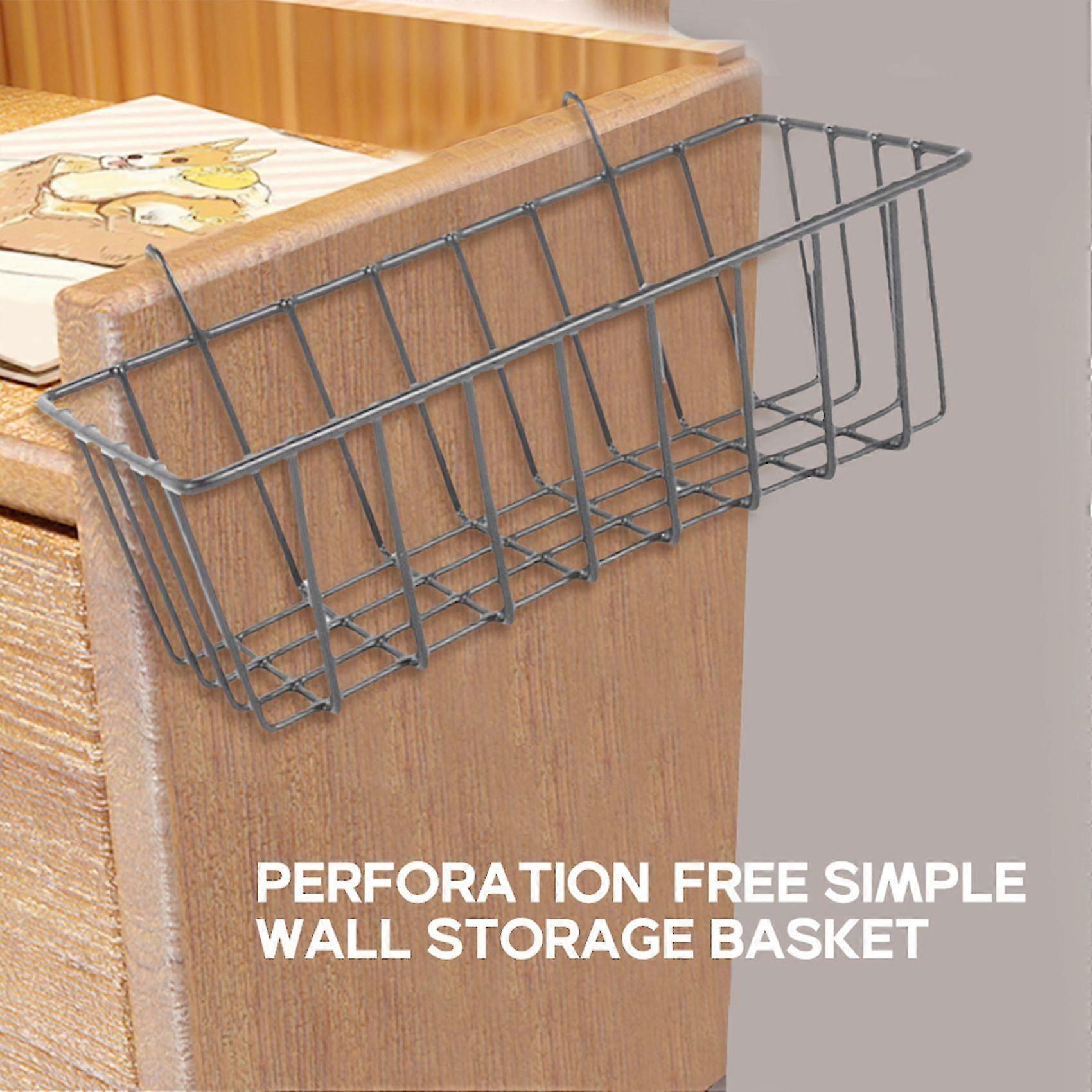 2 Pack Wall Grid Panel Hanging Wire Basket,grid Wall Storage Basket,wall Mount Baskets Display Shel