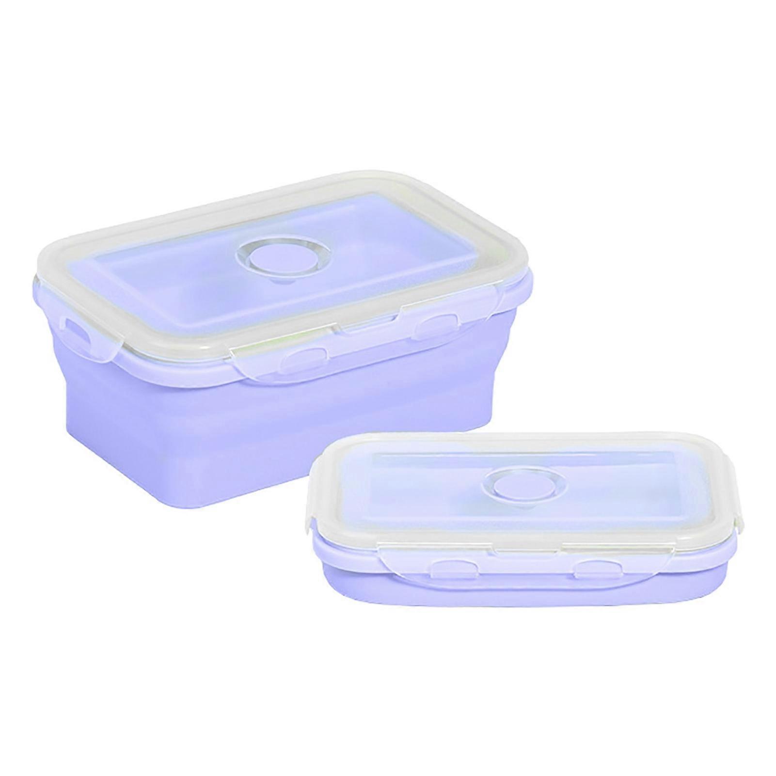 Hariumiu Portable Lunch Box Silicone Folding Lunch Box Portable Lightweight Food Storage Container for Office School Home