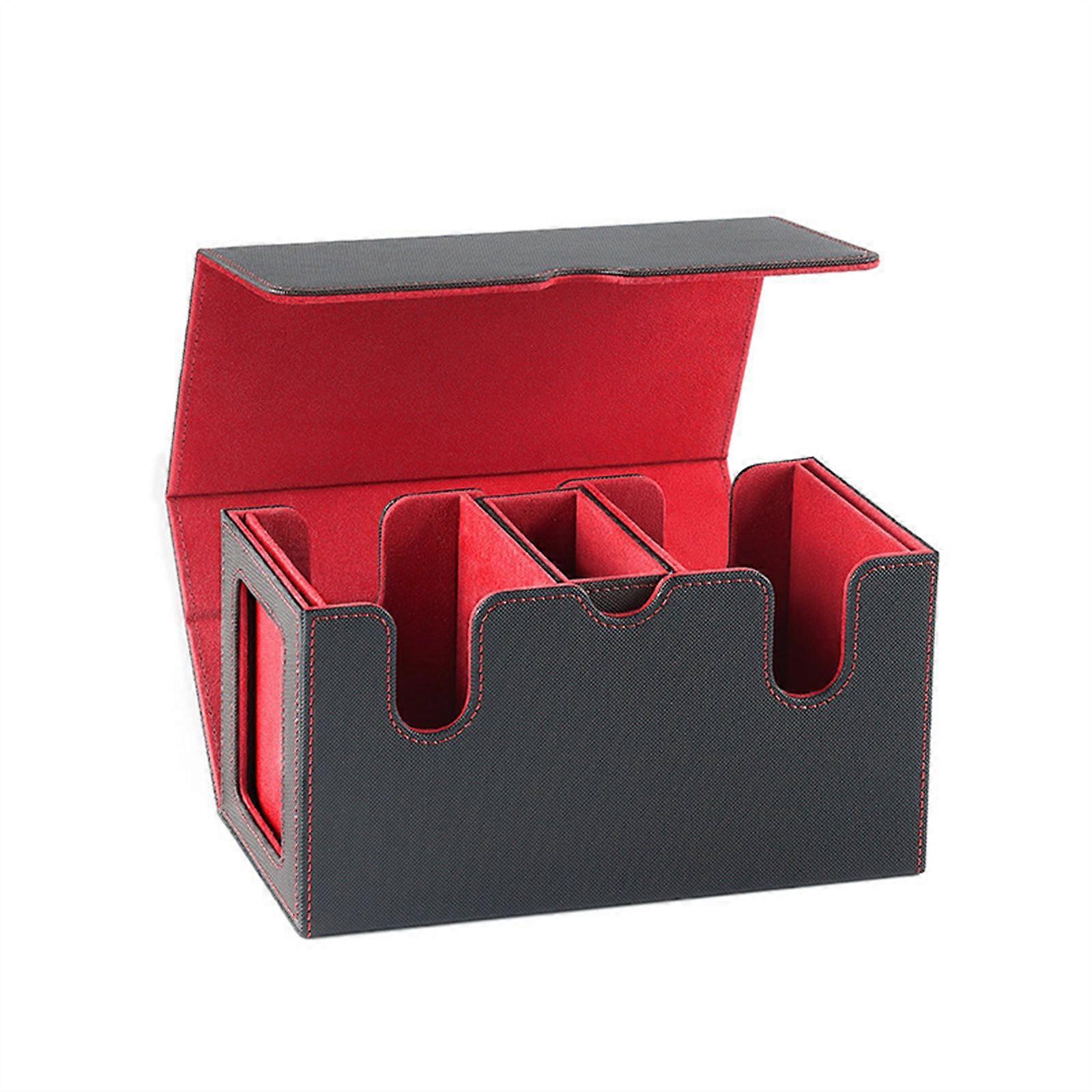 Magnetic Commander Deck Storage Box for TCG Game 200 Sleeved Card Soft Lining Scratch Resistant Card Holding Use  Red
