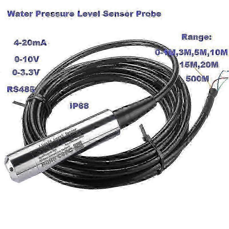 0-500M Range Hydrostatic Liquid Level Transmitter 4-20mA 0-10V 0-3.3V Output Water Pressure Level  Probe 0-5M 10M 15M 20M