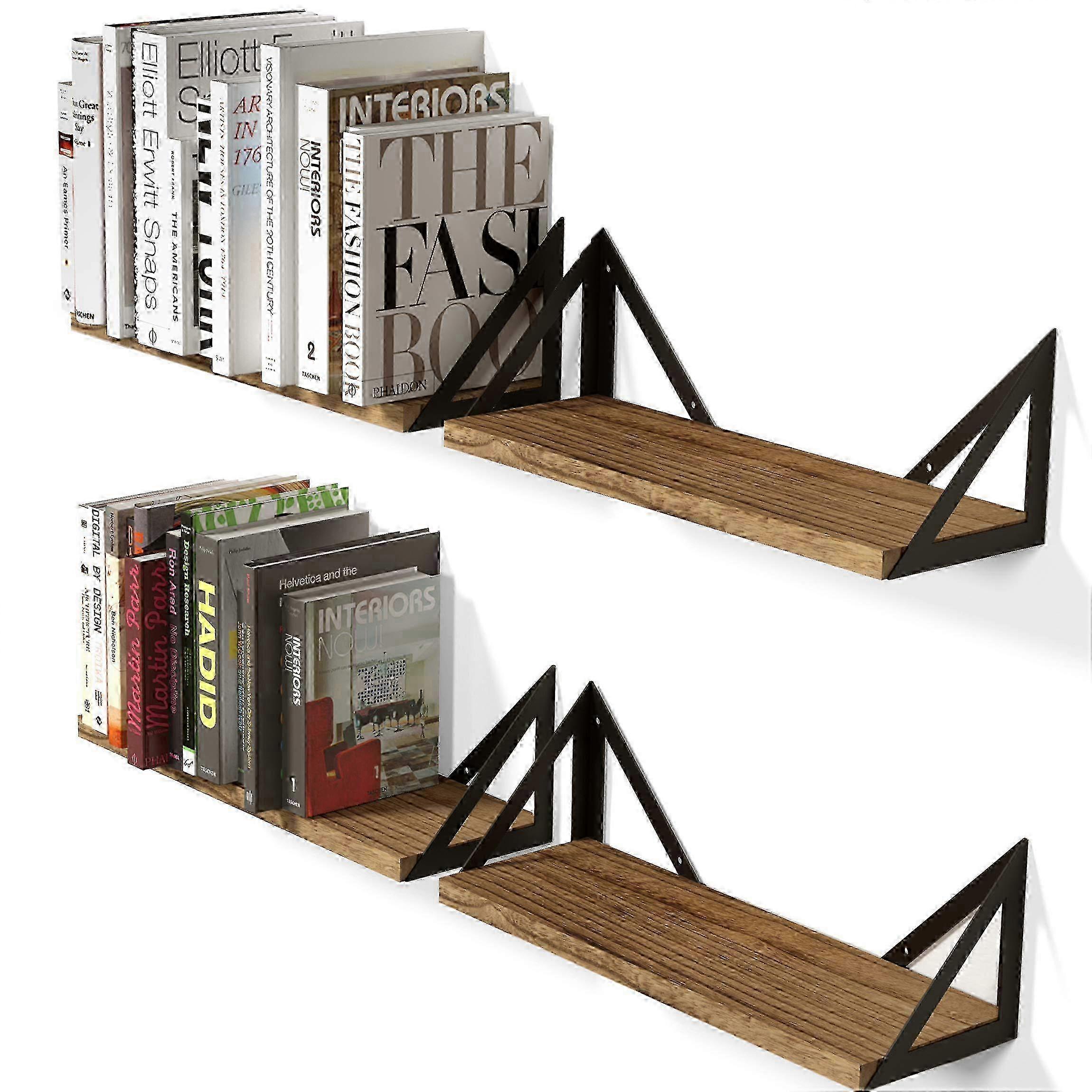 w Minori Floating Shelves Set of 4, Small Bookshelf Unit for Bedroom, Office, Bathroom